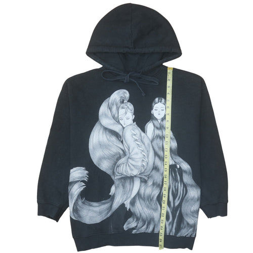 Zara Women Black Pullover Hoodie Graphic Print Long Sleeve Size L