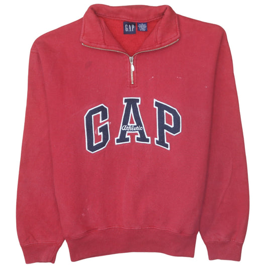 GAP Womens Red 1/4 Zip Athletic Logo Fleece Sweatshirt Size S