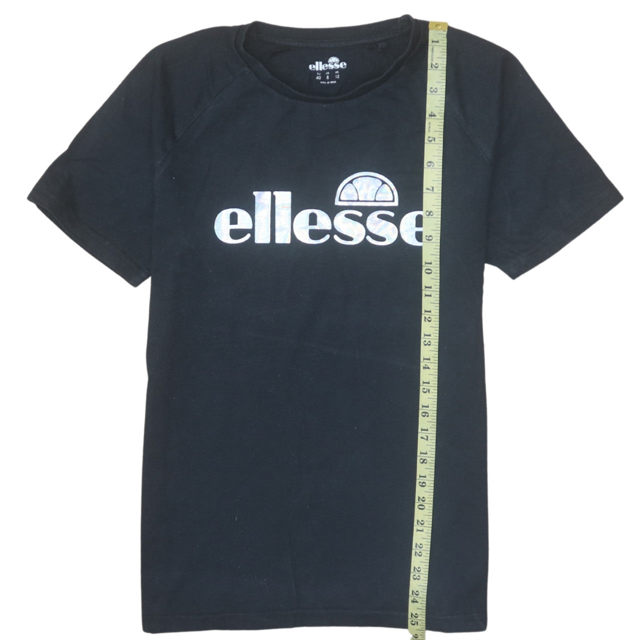 Ellesse Womens Black Cotton Short Sleeve T-Shirt Size 12