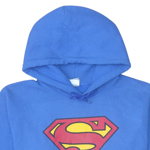 Gildan Men's Blue Superman Logo Pullover Hoodie Size S Fleece