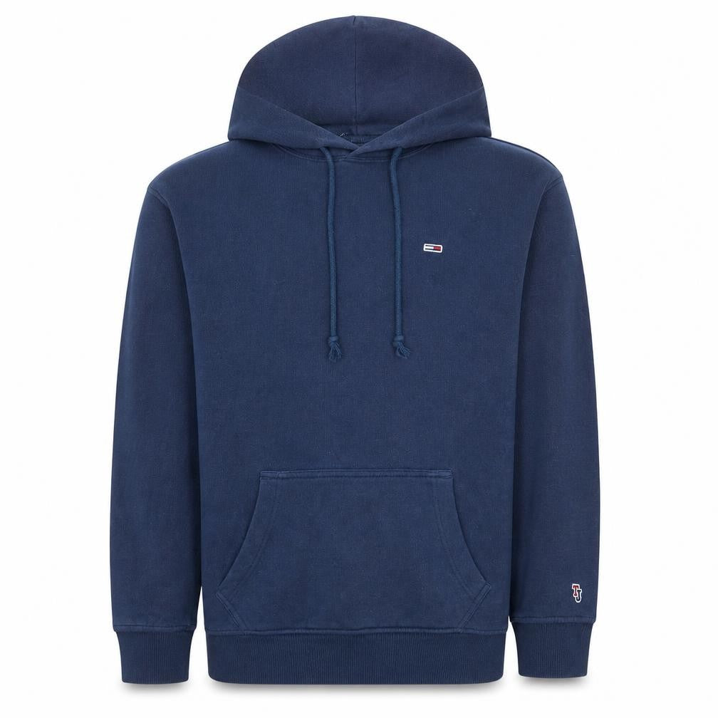 Front view of Tommy Jeans Men's Blue Pullover Hoodie, size S, Classic Logo