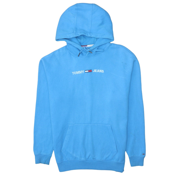 Tommy Jeans Men’s Blue Pullover Hoodie L Relaxed Fit Embroidered Logo