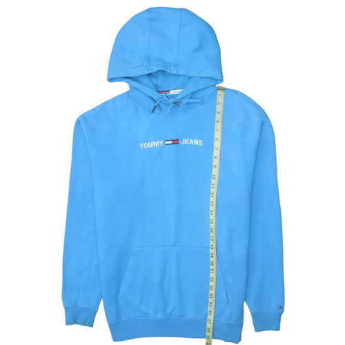Tommy Jeans Men’s Blue Pullover Hoodie L Relaxed Fit Embroidered Logo