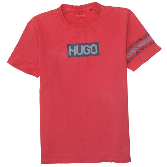 Hugo Boss Mens Red Logo Crew Neck Short Sleeve T-Shirt Size L