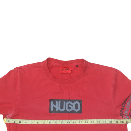 Hugo Boss Mens Red Logo Crew Neck Short Sleeve T-Shirt Size L