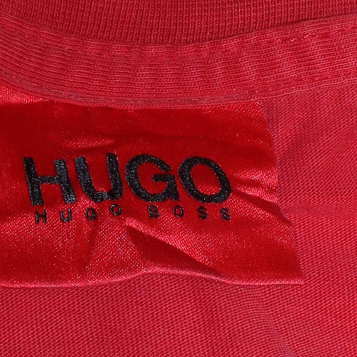 Hugo Boss Mens Red Logo Crew Neck Short Sleeve T-Shirt Size L