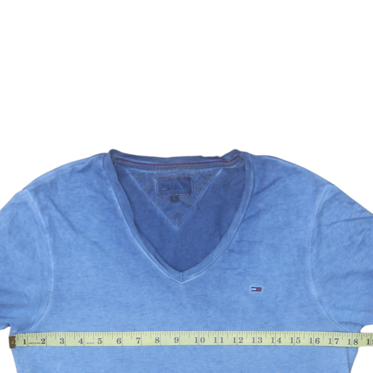 Tommy Hilfiger Women Blue V-Neck Short Sleeve Cotton T-Shirt Size S