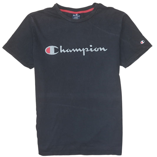 Champion Men's Black Large Embroidered Logo Short Sleeve T-Shirt