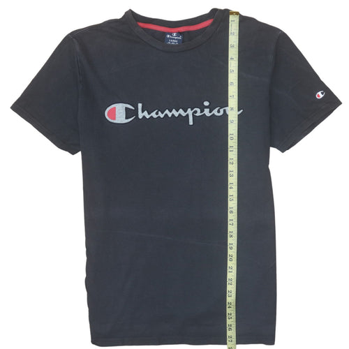 Champion Men's Black Large Embroidered Logo Short Sleeve T-Shirt