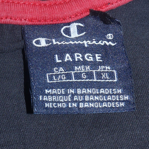 Champion Men's Black Large Embroidered Logo Short Sleeve T-Shirt