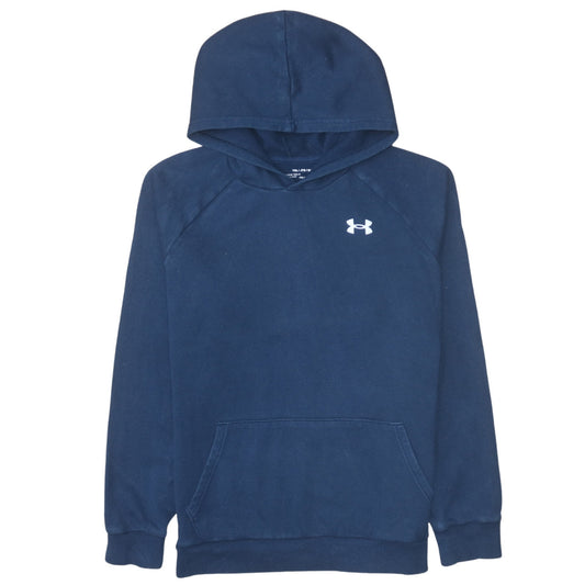 Under Armour Boys Navy Blue Pullover Hoodie YXL 158-170 ColdGear Fleece