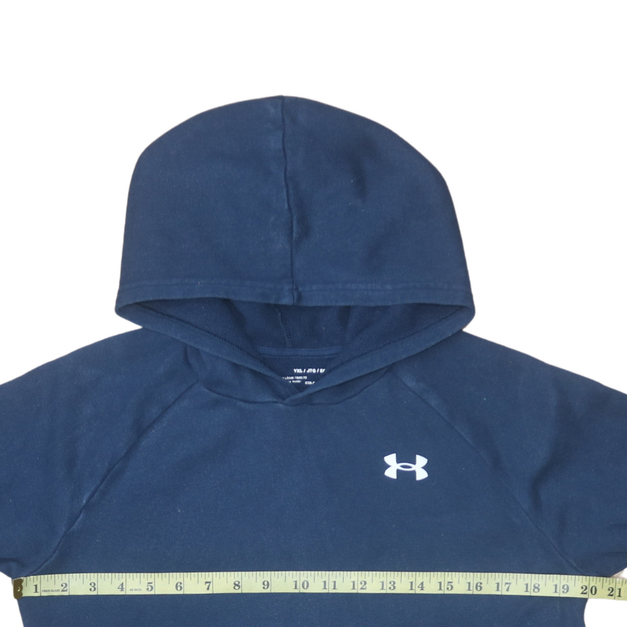 Under Armour Boys Navy Blue Pullover Hoodie YXL 158-170 ColdGear Fleece