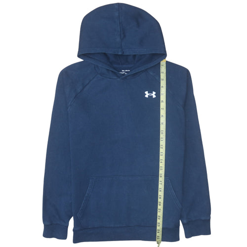 Under Armour Boys Navy Blue Pullover Hoodie YXL 158-170 ColdGear Fleece