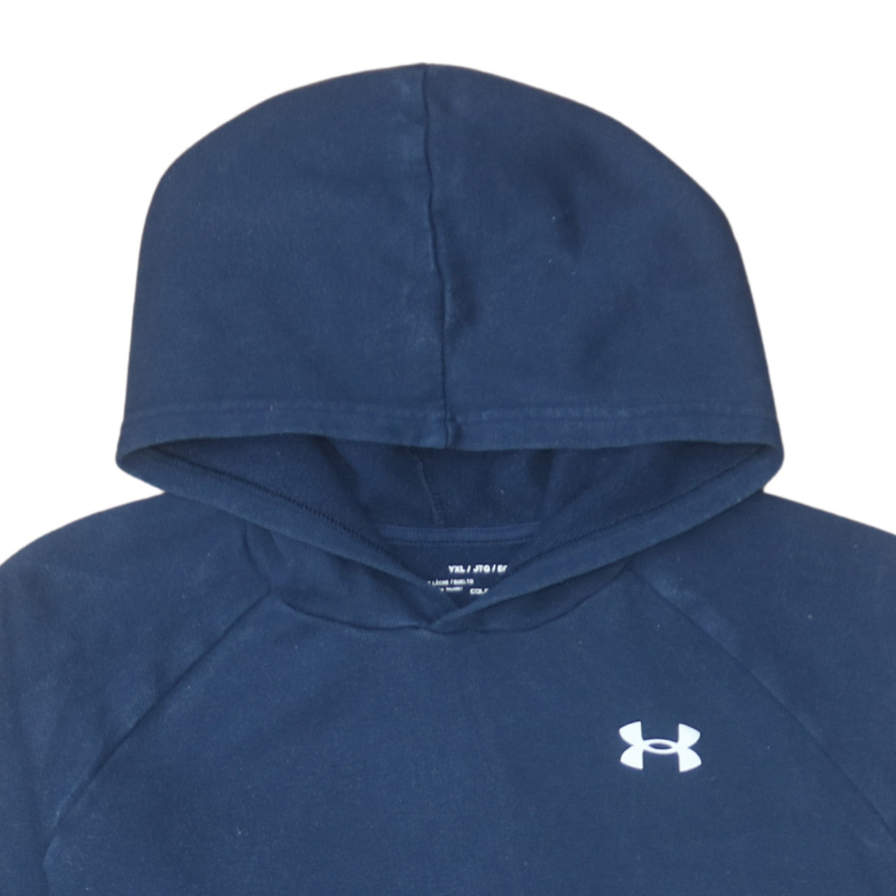 Under Armour Boys Navy Blue Pullover Hoodie YXL 158-170 ColdGear Fleece