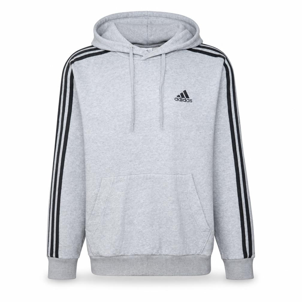 Front view of Adidas Men's Grey Pullover Hoodie Medium Regular Fit Sportswear