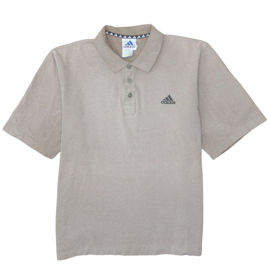 Adidas Men’s Beige Polo Shirt L Short Sleeve Classic Sportswear