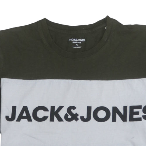 Jack & Jones Men's Multicoloured XL Crew Neck Colourblock T-Shirt