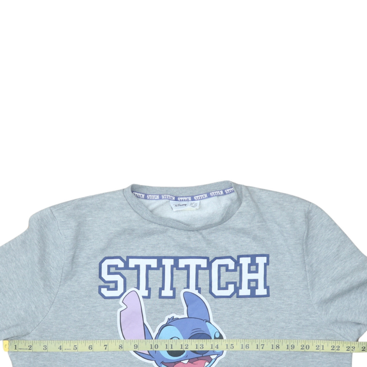 Disney Women’s Grey Stitch Sweatshirt L 14/16 Pullover Crew Neck