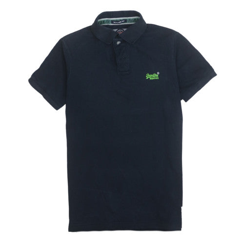 Superdry Men's Navy Classic Polo Shirt Large Cotton Short Sleeve
