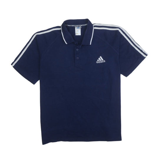 Adidas Men's Blue Short Sleeve Cotton Polo Shirt Size L Regular Fit