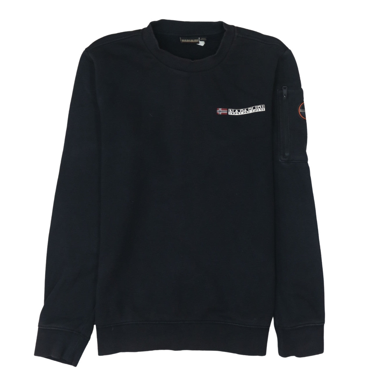 Napapijri Mens Black Logo Crew Neck Sweatshirt Size L
