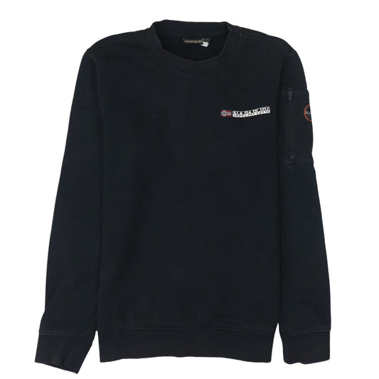 Napapijri Mens Black Logo Crew Neck Sweatshirt Size L