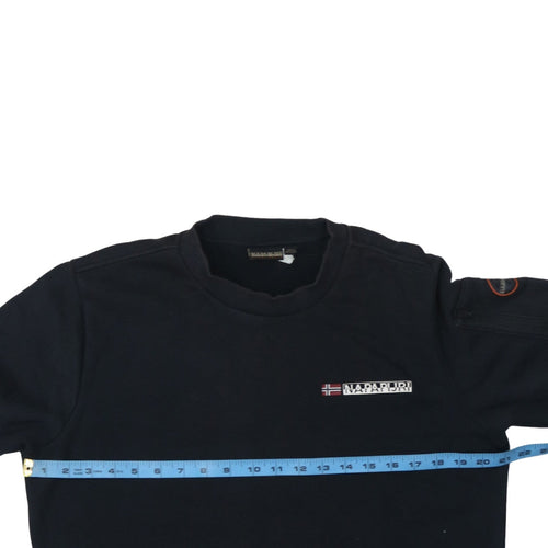 Napapijri Mens Black Logo Crew Neck Sweatshirt Size L