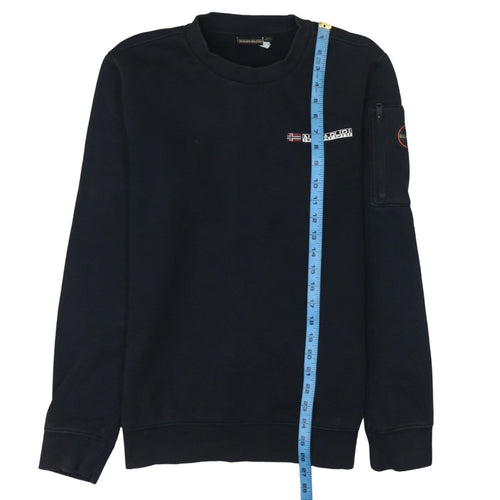 Napapijri Mens Black Logo Crew Neck Sweatshirt Size L