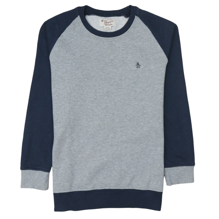 Original Penguin Men's Grey Navy Crew Neck Sweatshirt Size S