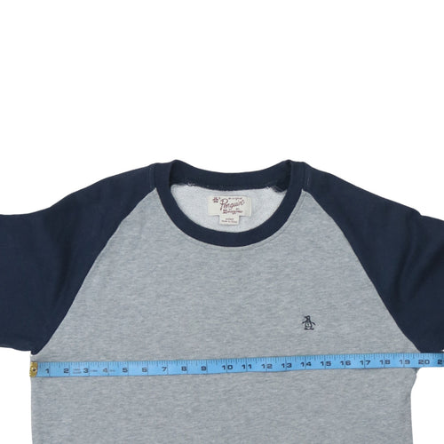 Original Penguin Men's Grey Navy Crew Neck Sweatshirt Size S