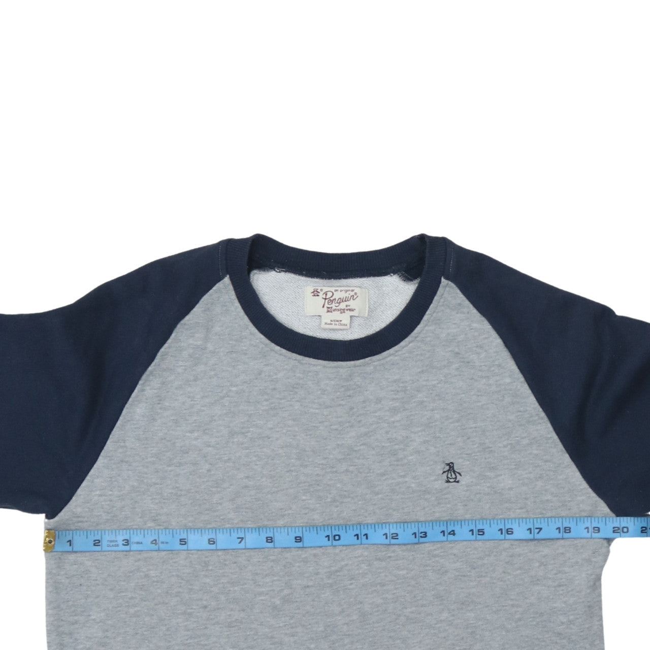 Original Penguin Men's Grey Navy Crew Neck Sweatshirt Size S