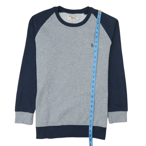 Original Penguin Men's Grey Navy Crew Neck Sweatshirt Size S