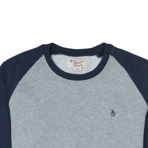 Original Penguin Men's Grey Navy Crew Neck Sweatshirt Size S