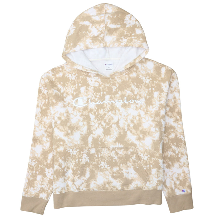 Champion Women's Beige Tie-Dye Pullover Hoodie XL Cotton Blend