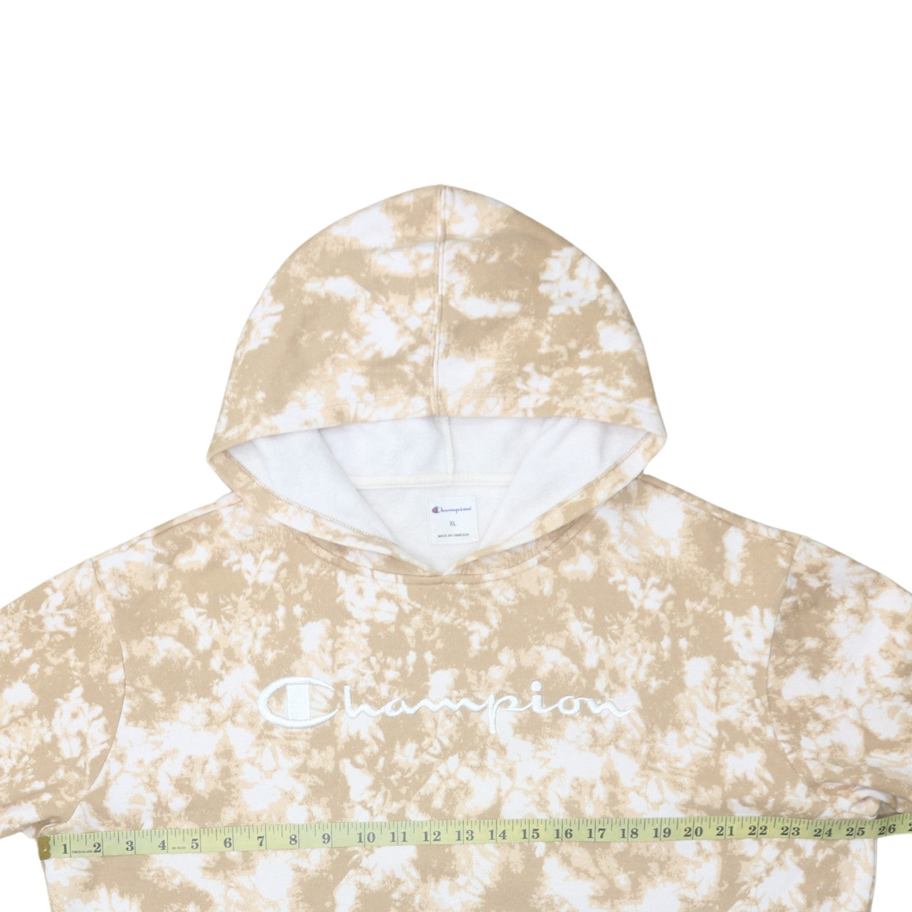 Champion Women's Beige Tie-Dye Pullover Hoodie XL Cotton Blend