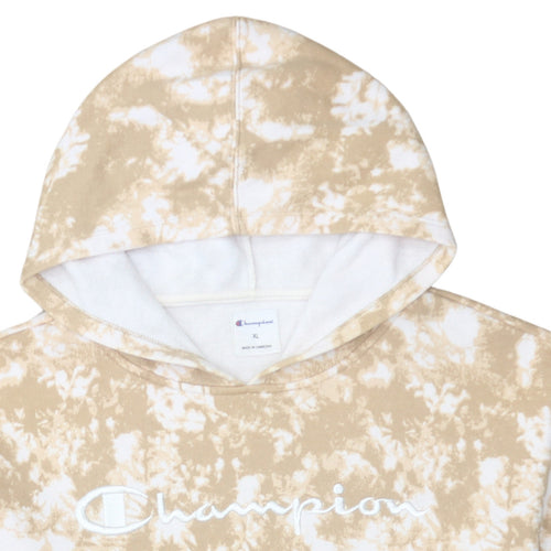 Champion Women's Beige Tie-Dye Pullover Hoodie XL Cotton Blend