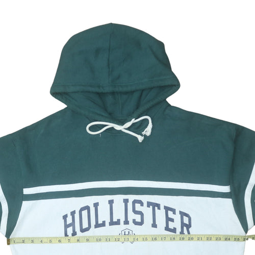 Hollister Men’s Green Pullover Hoodie L Logo Graphic Fleece