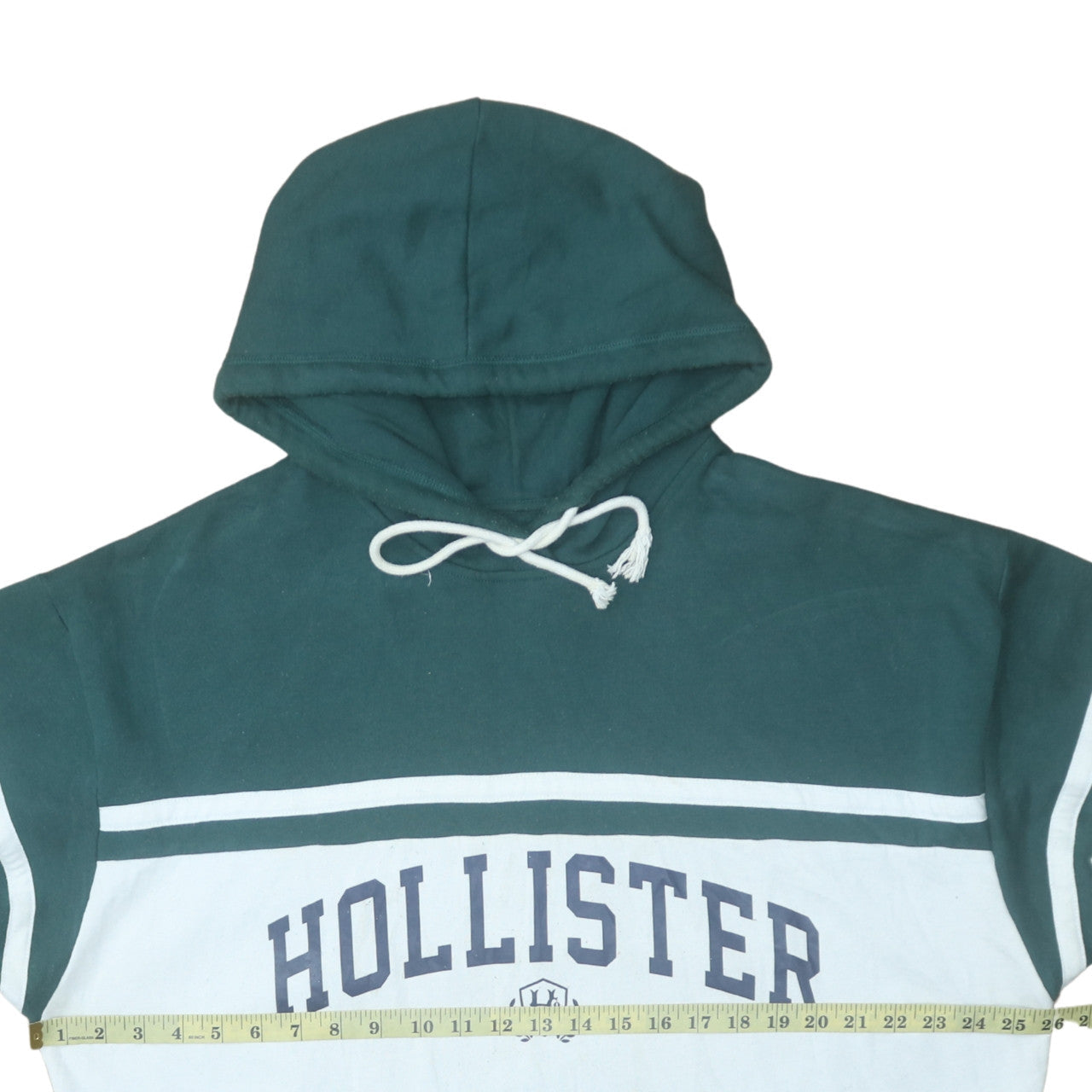 Hollister Men’s Green Pullover Hoodie L Logo Graphic Fleece