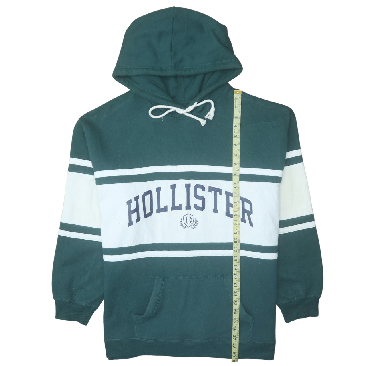 Hollister Men’s Green Pullover Hoodie L Logo Graphic Fleece
