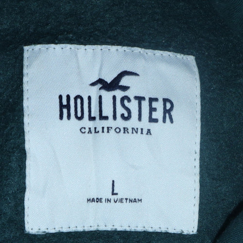 Hollister Men’s Green Pullover Hoodie L Logo Graphic Fleece