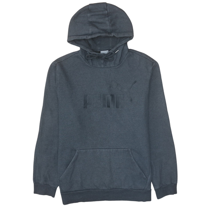 Puma Men's Grey Pullover Hoodie Size L Logo Fleece Sweatshirt