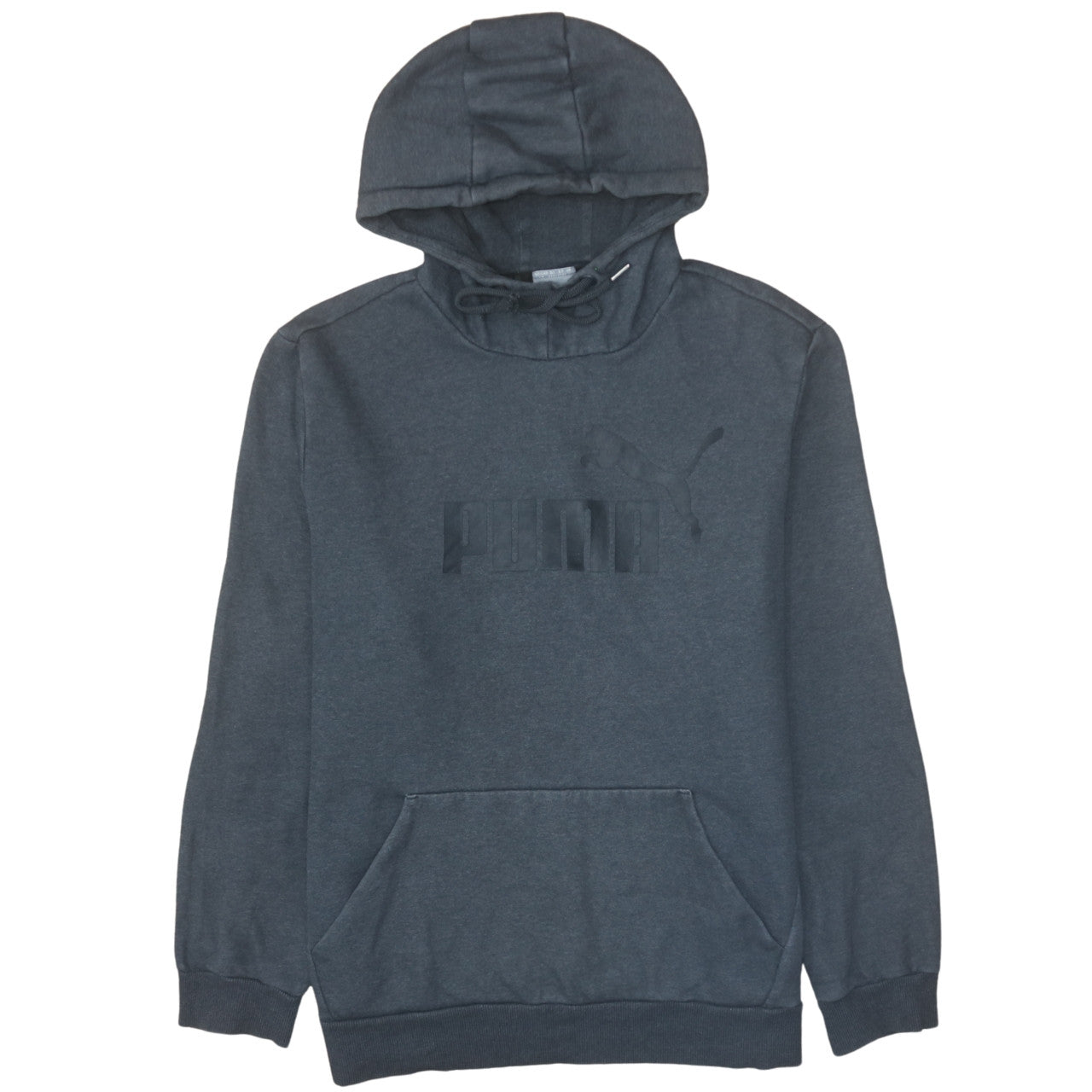 Puma Men's Grey Pullover Hoodie Size L Logo Fleece Sweatshirt