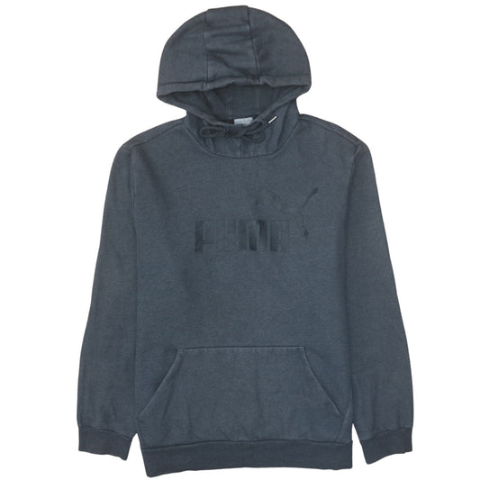 Puma Men's Grey Pullover Hoodie Size L Logo Fleece Sweatshirt