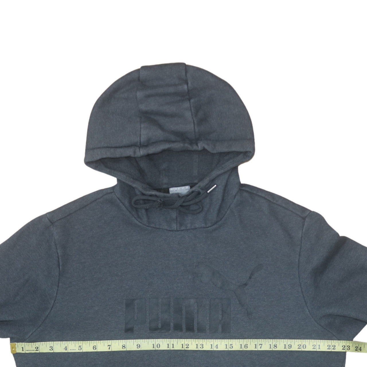 Puma Men's Grey Pullover Hoodie Size L Logo Fleece Sweatshirt