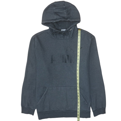 Puma Men's Grey Pullover Hoodie Size L Logo Fleece Sweatshirt