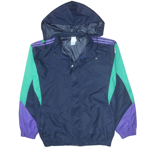 Adidas Mens Blue XL Retro 90s Windbreaker Hooded Jacket