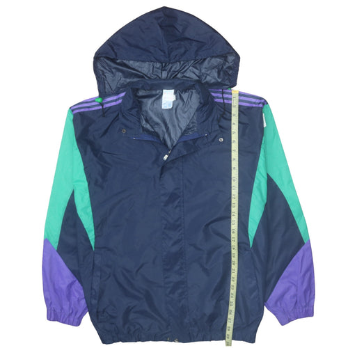 Adidas Mens Blue XL Retro 90s Windbreaker Hooded Jacket