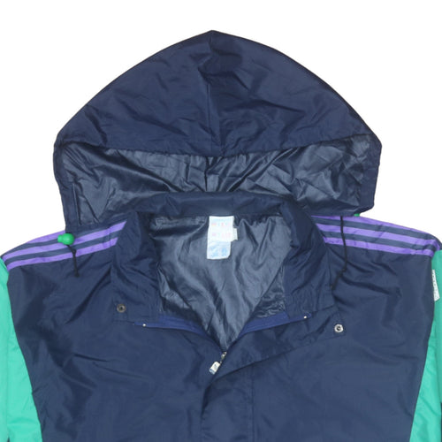 Adidas Mens Blue XL Retro 90s Windbreaker Hooded Jacket