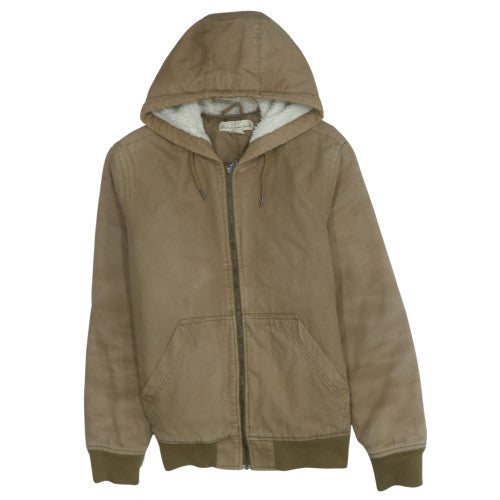 H&M L.O.G.G. Men Brown Cotton Hooded Lined Jacket Size M