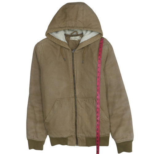 H&M L.O.G.G. Men Brown Cotton Hooded Lined Jacket Size M